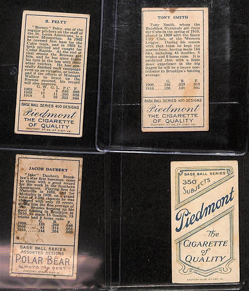 Lot of (3) T205 Cards w. Jake Daubert & (1) T206 Taylor, Buffalo Piedmont Back