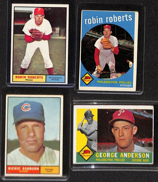 Lot of (13) 1952-1962 Phillies Baseball Cards w. (2) 1952 Bowman Robin Roberts