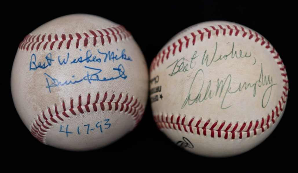 Hank Aaron & Dale Murphy Dual-Signed Baseball & Bernie Parent (Hockey HOFer) Signed Baseball (JSA Auction Letter)