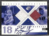 2000 SPx Winning Materials Peyton Manning Football/Jersey Patch Autograph Card #/226 Football Card