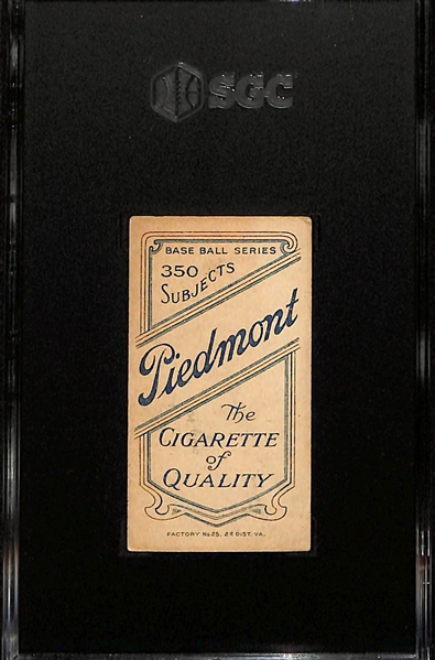 1910 T206 Piedmont Cigarettes Miller Huggins (HOF, Hands at Mouth) Graded SGC 3