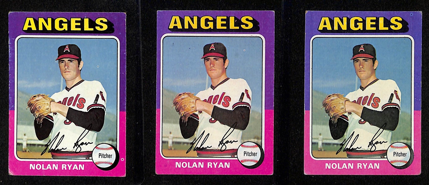Lot of (63) Nolan Ryan Cards inc. (3) 1975 Topps, (3) 1979 Topps, 1978 Topps, (2) 1978 Topps Record Breakers, 1980 Topps, +