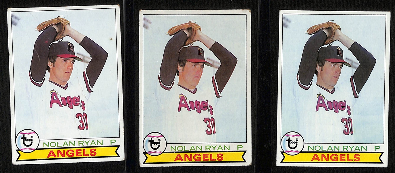 Lot of (63) Nolan Ryan Cards inc. (3) 1975 Topps, (3) 1979 Topps, 1978 Topps, (2) 1978 Topps Record Breakers, 1980 Topps, +