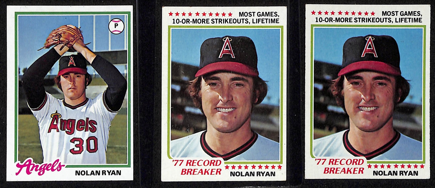 Lot of (63) Nolan Ryan Cards inc. (3) 1975 Topps, (3) 1979 Topps, 1978 Topps, (2) 1978 Topps Record Breakers, 1980 Topps, +