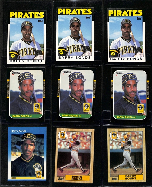 Lot of (52) Barry Bonds Rookies and Inserts inc. (6) 1986 Fleer Update Rookies, (2) 1986 Donruss The Rookies, (4) 1986 Topps Traded Rookies, +