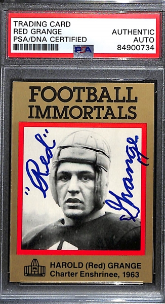 Red Grange Signed 1985-88 Football Immortals #42 Card - Slabbed PSA Authentic