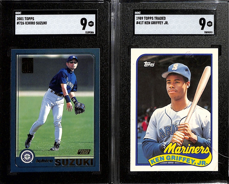 (8) Graded Baseball HOFer Rookie Cards of Ichiro, Griffey Jr, & Jeter