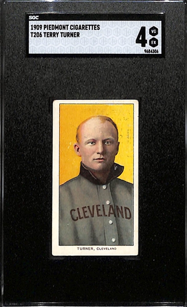 1909 T206 Terry Turner Tobacco Card (Piedmont Cigarettes Back) Graded SGC 4