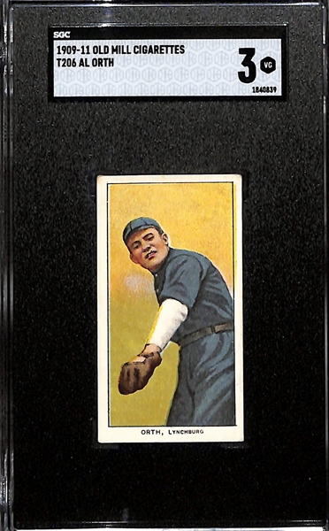 1909-11 T206 Al Orth Tobacco Card (Old Mill Cigarettes Back) Graded SGC 3