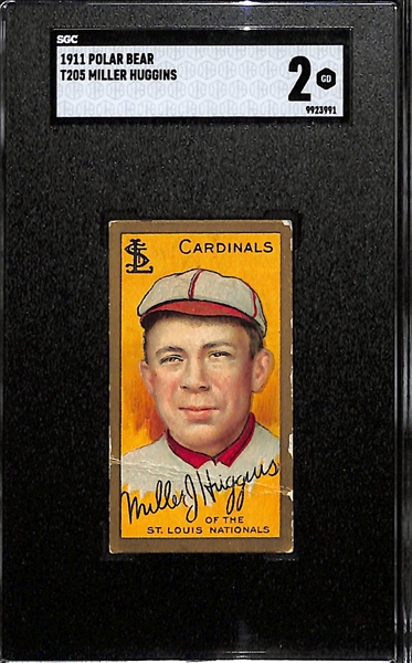 1911 T205 Miller Huggins (HOF) Gold Border Tobacco Card (Polar Bear Back) Graded SGC 2