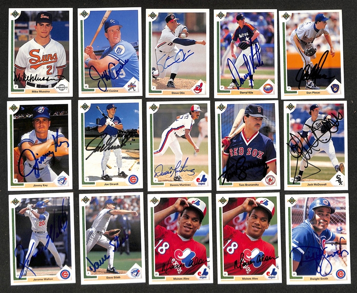 125+ Signed 1990 Upper Deck Cards inc. HOFer Mike Mussina, Jeff Conine, & Jimmy Key (JSA Auction Letter)