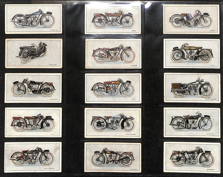 Lot of (4) 1923-1971 Cigarette Cards Sports Sets - (3) Cycles & Motorcycles and (1) Mobil Grand Prix Racing