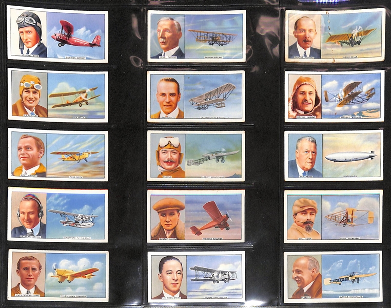 Lot of (4) 1913-1936 Cigarette Cards Non-Sport Sets - Aviation Themed w. 1936 Carreras Famous Airmen & Airwomen