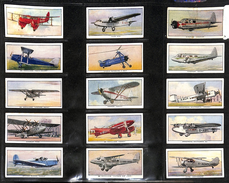 Lot of (6) 1910-1953 Cigarette Cards Non-Sport Sets - Aviation Themed