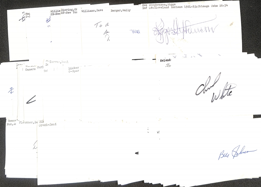 Lot of (250+) Signed Baseball Index Cards w. Riggs Stephenson, Travis Jackson, David Wright, and more. (+JSA Auction Letter)