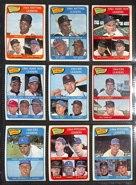 Lot of (498) Different 1965 Topps Baseball Cards w. Hank Aaron & Roberto Clemente