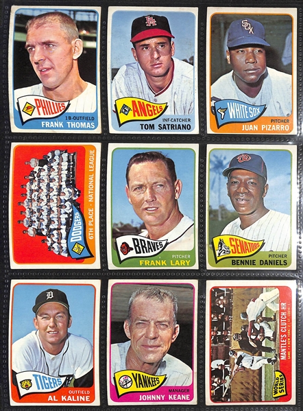Lot of (498) Different 1965 Topps Baseball Cards w. Hank Aaron & Roberto Clemente