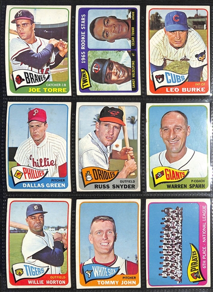 Lot of (498) Different 1965 Topps Baseball Cards w. Hank Aaron & Roberto Clemente