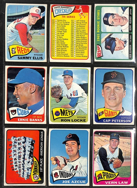 Lot of (498) Different 1965 Topps Baseball Cards w. Hank Aaron & Roberto Clemente