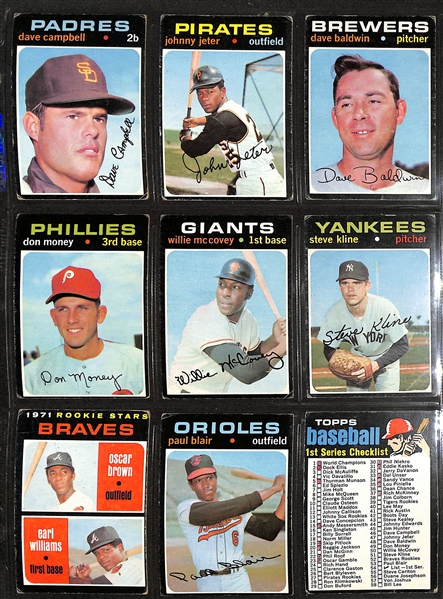 Lot of (616) Different 1971 Topps Baseball Cards w. Harmon Killebrew & Rod Carew
