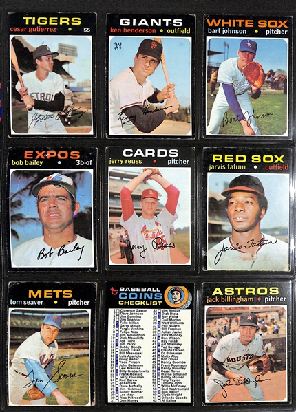 Lot of (616) Different 1971 Topps Baseball Cards w. Harmon Killebrew & Rod Carew
