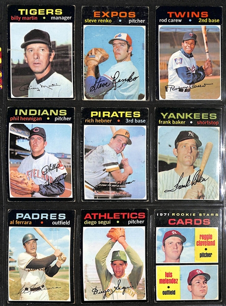 Lot of (616) Different 1971 Topps Baseball Cards w. Harmon Killebrew & Rod Carew