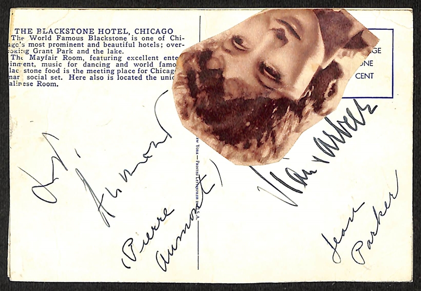 Signed Postcard with Actor Pierre Aumont & Actress Jean Parker (JSA Auction Letter)