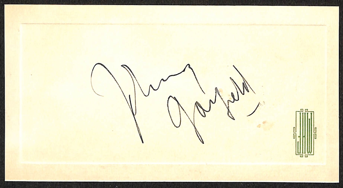 RARE Actor John Garfield (d. 1952 at 39 years old) Signed 3"x 6" Stationary Card (JSA Auction Letter)