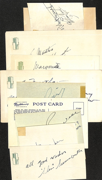 Vintage Actor Autographs w. Slim Summerville (d. 1946), Kenny Baker, Dick Powell, Henry Daniell, Donald Crisp, Bill Days, Walter Abel, Chick Chandler, and The Mauch Brothers (William and Robert) -...
