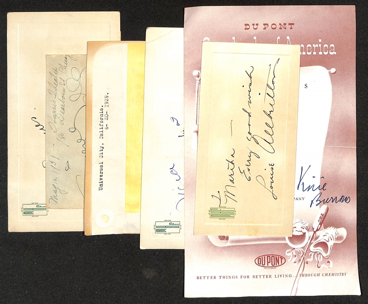 Vintage Actress/Actor Autographs w. Louise Allbritton, Vinie Burrows, Diana Barrymore, Nan Grey, Doris Dudley/Bide Dudley, Lois Andrews - JSA Auction Letter
