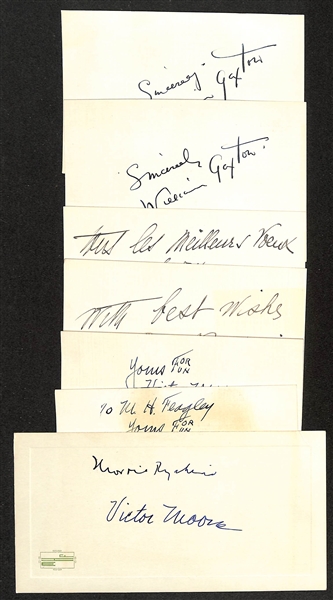Vintage Actress/Actor/Author Autographs From c. 1940 Musical "Louisianna Purchase" w. Morrie Ryskind/Victor Moore, (2) Victor Moore (d. 1962), (2) Irene Bordoni (d. 1953), and (2) William Gaxton...