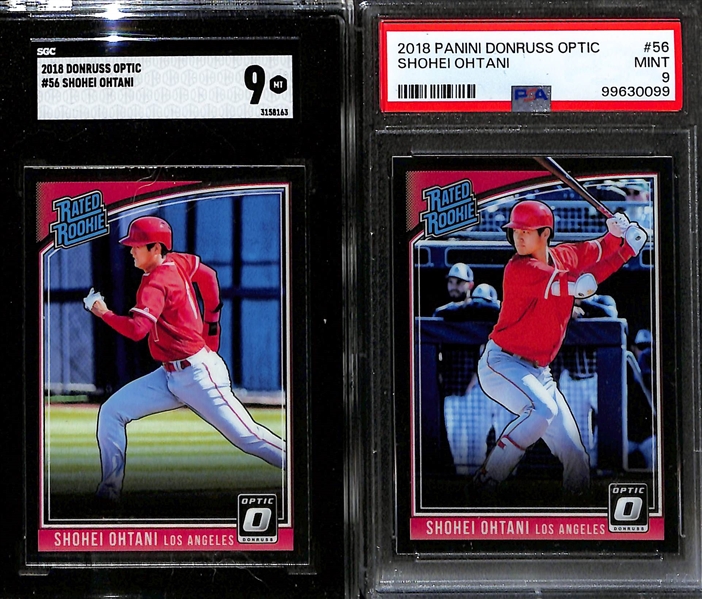 Lot of (9) 2018 Shohei Ohtani Rookie Cards, Including (8) Graded