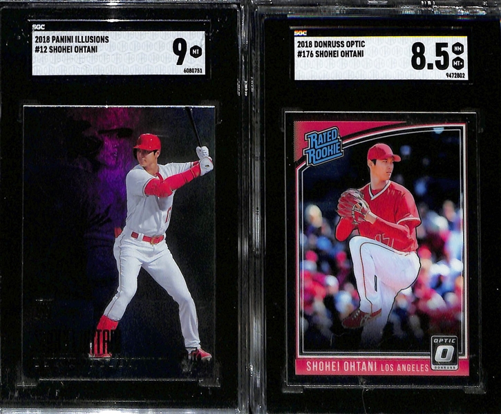 Lot of (9) 2018 Shohei Ohtani Rookie Cards, Including (8) Graded