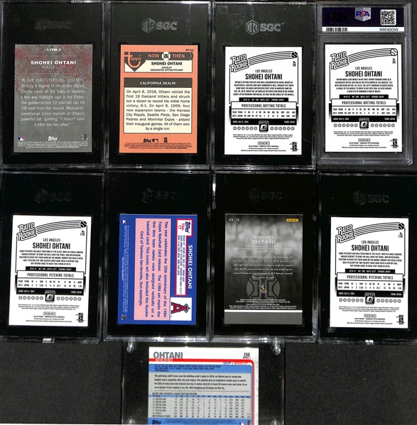 Lot of (9) 2018 Shohei Ohtani Rookie Cards, Including (8) Graded