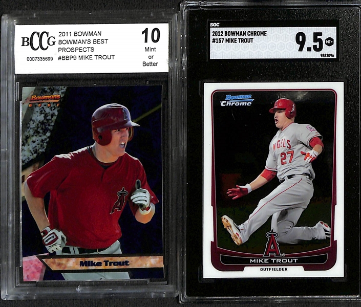 Lot of (8) Graded Mike Trout Cards w. Rookie, Early Career, and Insert Cards