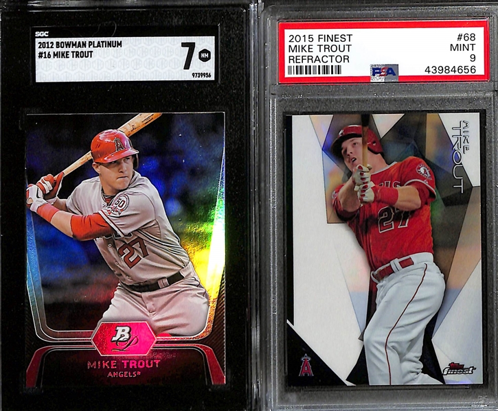 Lot of (8) Graded Mike Trout Cards w. Rookie, Early Career, and Insert Cards