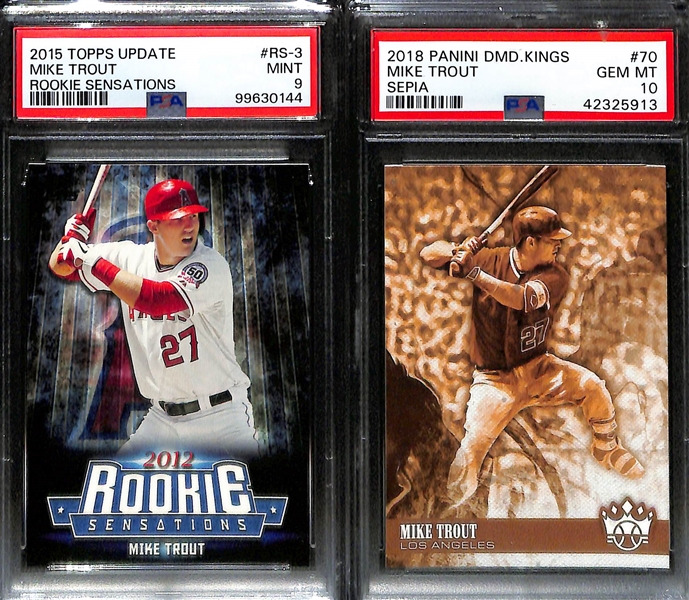 Lot of (8) Graded Mike Trout Cards w. Rookie, Early Career, and Insert Cards