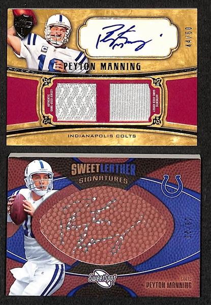 (2) Peyton Manning Autograph Cards - 2010 Topps Supreme Patch Autograph (#/50) & 2006 Sweet Spot Autograph (#/20)