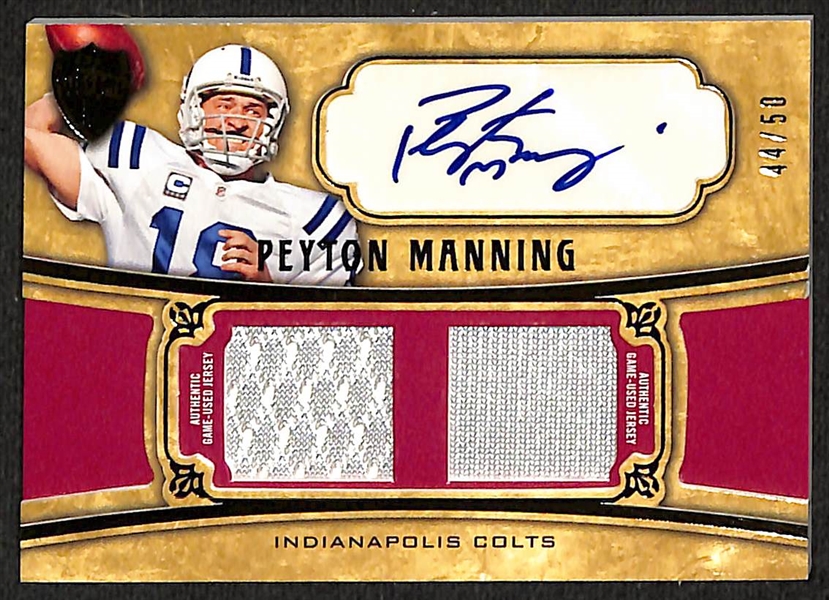 (2) Peyton Manning Autograph Cards - 2010 Topps Supreme Patch Autograph (#/50) & 2006 Sweet Spot Autograph (#/20)