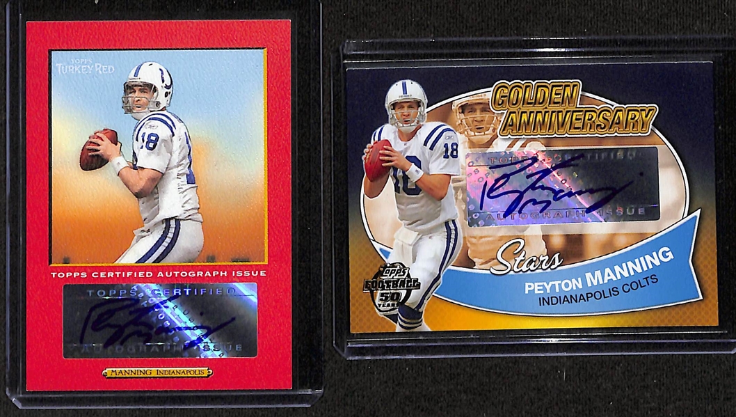 (2) Peyton Manning Autograph Cards - 2005 Topps Turkey Red Autograph (#/50) & 2005 Topps Golden Anniversary  Autograph Card