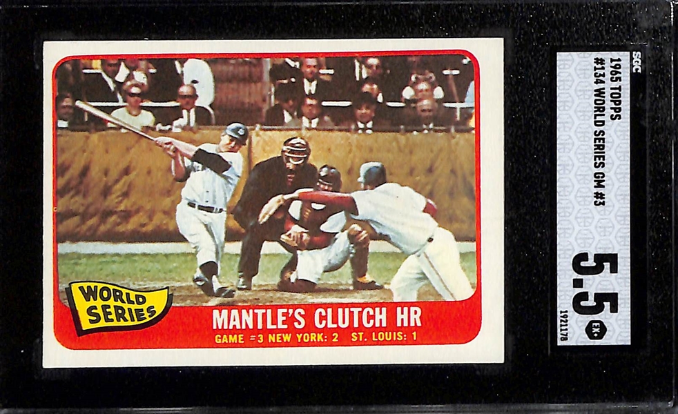 1965 Topps Graded Lot - Mickey Mantle (Clutch HR) #134 (SGC 5.5), Willie Stargell #377 (SGC 7), Carl Yastrzemski #385 (SGC 6), & Nellie Fox #485 (SGC 7)