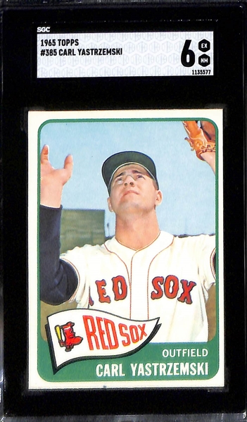1965 Topps Graded Lot - Mickey Mantle (Clutch HR) #134 (SGC 5.5), Willie Stargell #377 (SGC 7), Carl Yastrzemski #385 (SGC 6), & Nellie Fox #485 (SGC 7)