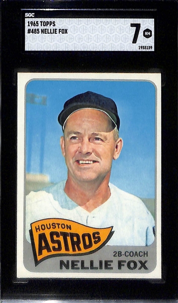 1965 Topps Graded Lot - Mickey Mantle (Clutch HR) #134 (SGC 5.5), Willie Stargell #377 (SGC 7), Carl Yastrzemski #385 (SGC 6), & Nellie Fox #485 (SGC 7)