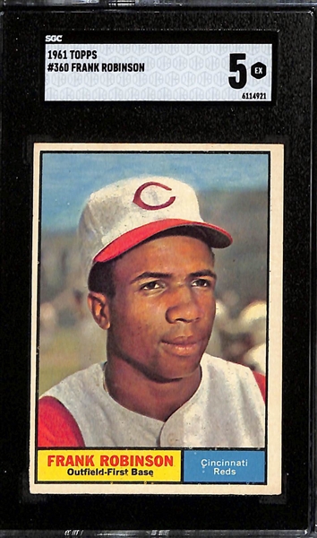 (2) 1961 Topps Baseball Cards (Both Graded SGC 5) w. #360 Frank Robinson & #150 Willie Mays