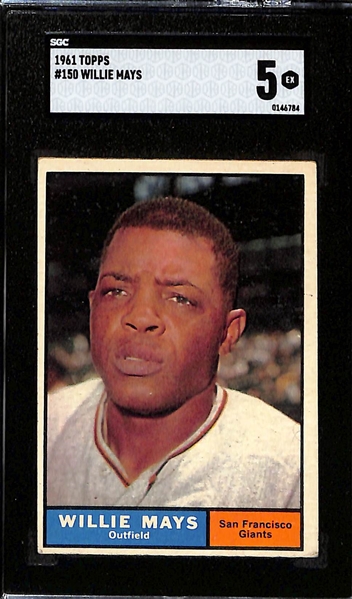 (2) 1961 Topps Baseball Cards (Both Graded SGC 5) w. #360 Frank Robinson & #150 Willie Mays