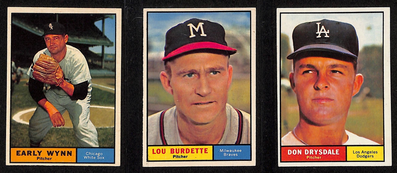 Lot of (8) 1961 Topps Baseball Cards w. Roberto Bob Clemente (SGC 4)