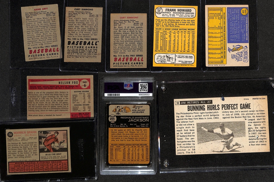 (18) 1950s-1970s Topps & Bowman Baseball Cards w. Pete Rose, Hank Aaron (HOF), Catfish Hunter (HOF)