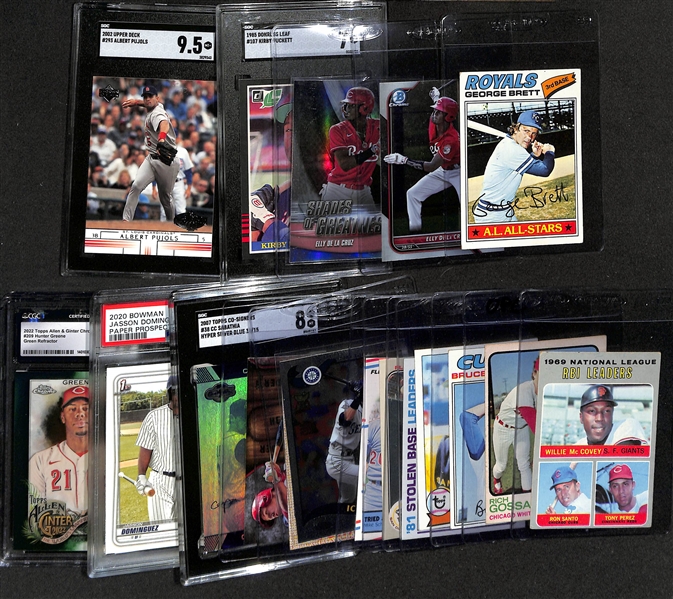 (18) Baseball Cards w. Stars and Rookies - Inc. Kirby Puckett, George Brett, Elly De La Cruz, & Albert Pujols