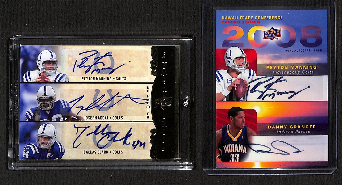 (2) Peyton Manning Multi-Athlete Autographed Sports Cards  (Includes Dual and Triple Autograph Cards!)