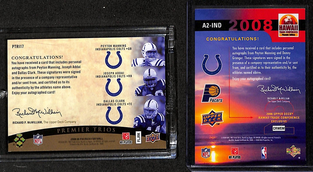 (2) Peyton Manning Multi-Athlete Autographed Sports Cards  (Includes Dual and Triple Autograph Cards!)